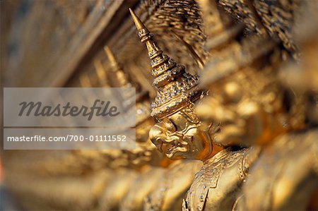 Statues d'or, Wat Phra Kaew, Bangkok, Thaïlande
