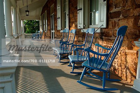 Rocking Chairs on Porch, Audubon House, Mill Grove, Pennsylvania, USA