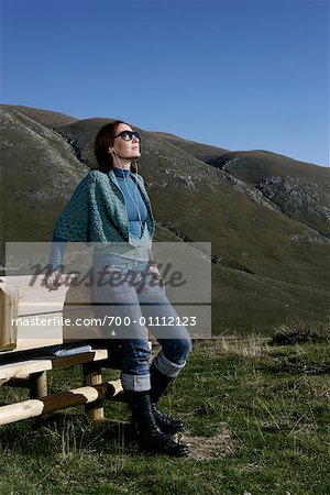 Woman Standing Outdoors, Abruzzi, Italy
