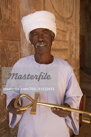 Homme tenant les clés de la vie, Grand Temple, Abou Simbel, Egypte, Afrique