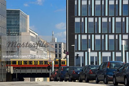 Cars, Train and Buildings, Berlin, Germany