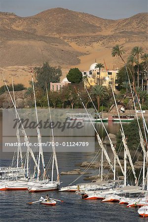 Sailboats on Nile River, Aswan, Egypt