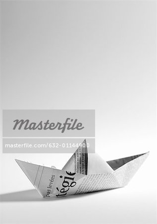 Origami boat, close-up