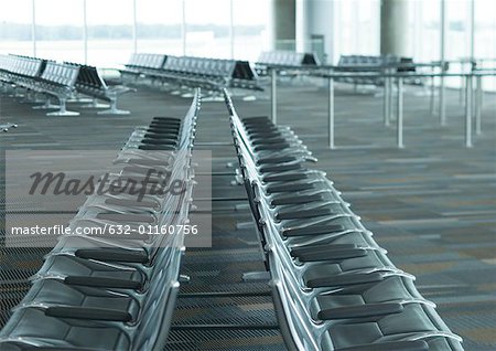 Empty seats in airport lounge