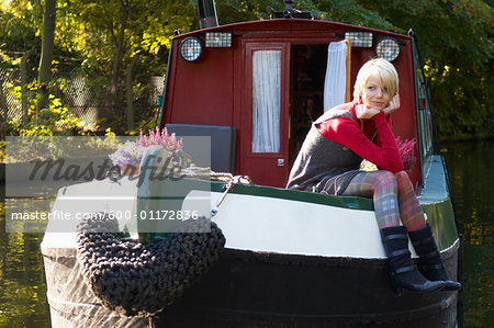 Woman Sitting on Boat