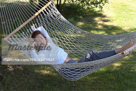 Woman Sleeping in Hammock