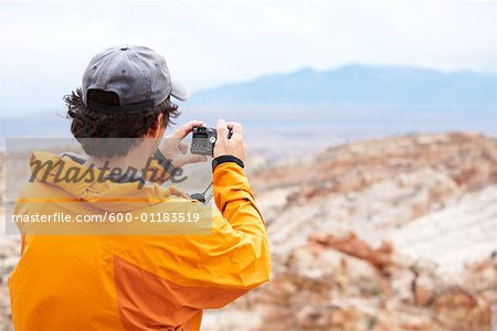 Homme qui prend la photo, Capital Reef National Park, Utah, Etats-Unis