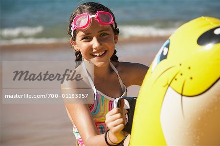 Portrait of Girl on Inflatable Toy