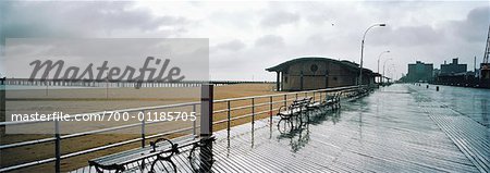 Boardwalk in the Rain, Coney Island, New York, USA