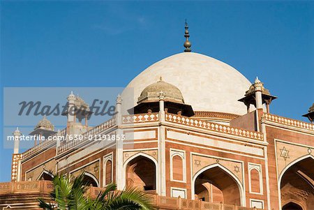 Low angle view of the dome of a monument, Humayun Tomb, New Delhi India