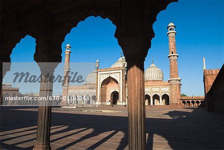 Façade d'une mosquée Jama Masjid, New Delhi, Inde