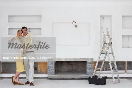 Portrait of Couple with Wallpaper Sample