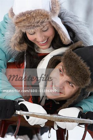 Portrait of Couple on Sled
