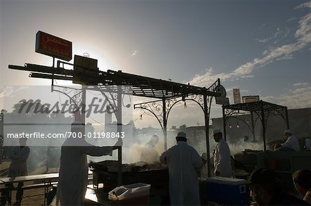 Stands de barbecue, Marrakech, Maroc