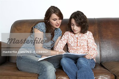 Mother and Daughter Reading Together