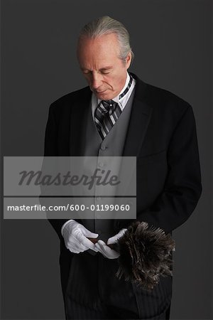 Butler with Feather Duster