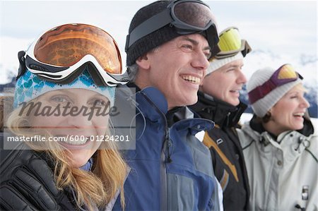 Portrait of People Wearing Ski Goggles, Whistler, British Columbia, Canada