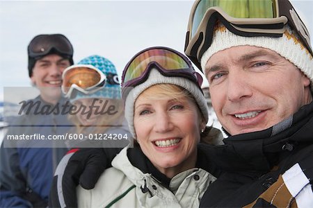 Portrait of Couples on Ski Hill, Whistler, BC, Canada