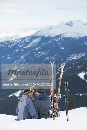 Couple Taking a Break from Skiing Whistler, BC, Canada