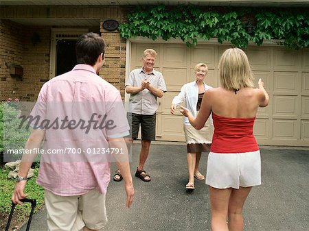 Family Greeting Each Other