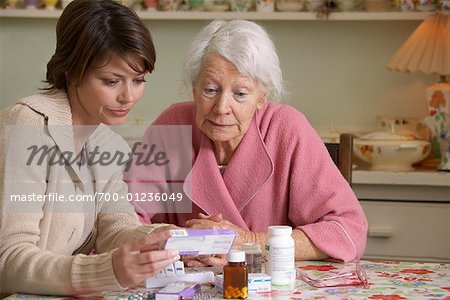 Women Reading Medication Labels