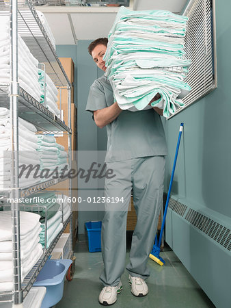 Hospital Worker Carrying Supplies Hospital Worker Carrying Supplies