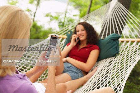 Teenagers Using Cellular Phones, Maine, USA