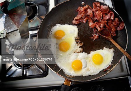 Bacon and Eggs on Frying Pan