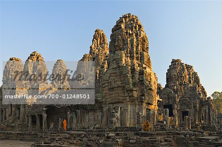 Moines, Temple du Bayon, Angkor Thom, Siem Reap, Cambodge