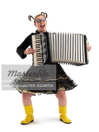 Clown jouant de l'accordéon