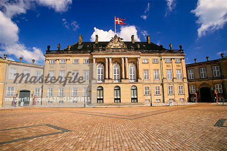 Façade d'un palais, le Palais d'Amalienborg, Copenhague, Danemark