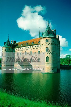 Castle at the waterfront, Egeskov Castle, Funen County, Denmark