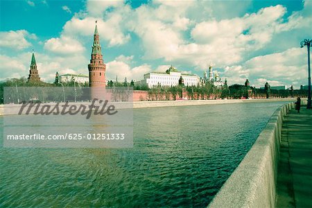 Buildings along a river, Moscva River, Kremlin, Moscow, Russia