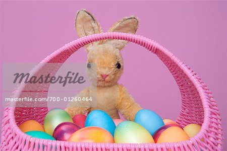 Toy Bunny with Easter Eggs