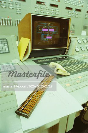 Interiors of a control room, Kawasaki, Honshu, Japan