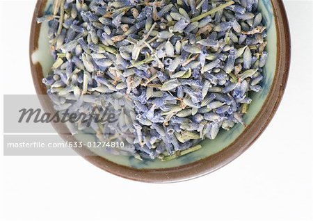 Bowl of dried lavender flowers