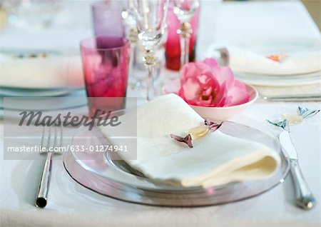 Set and decorated table, close-up