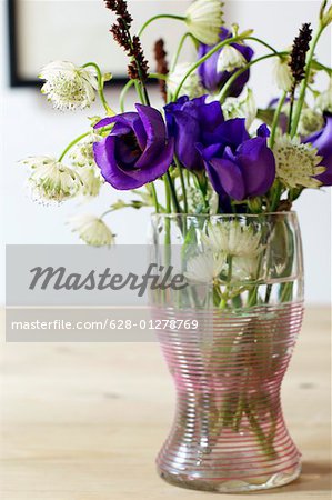 Bunch of wild flowers in a vase