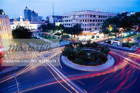 Traffic Circle at Dusk, Ho Chi Minh City, Vietnam