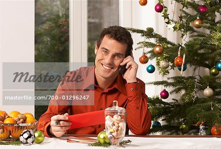 Man Writing Christmas Cards