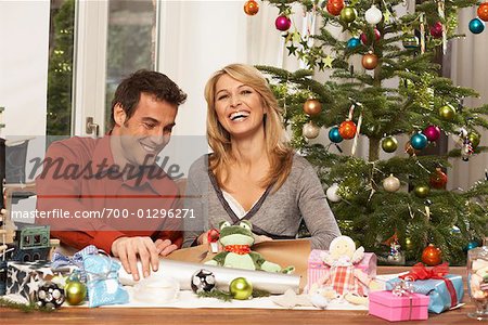 Couple Wrapping Presents