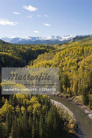 Vue d'ensemble de la vallée de la rivière, Sheep River Provincial Park, Kananaskis Country, Alberta, Canada