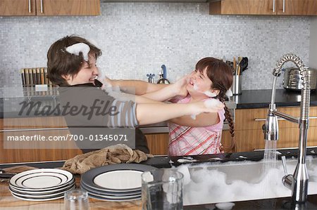 Children Playing with Dishwater Suds