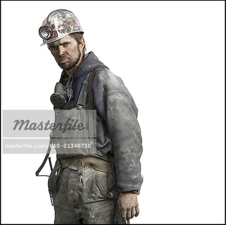 Profile of a miner wearing protective workwear