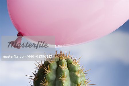 Gros plan d'un ballon au-dessus d'un cactus