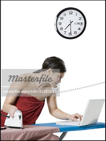 Young woman multi-tasking