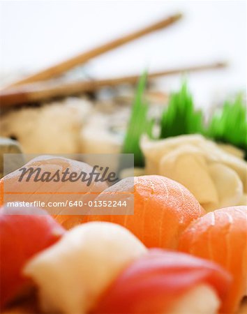 Close-up of sushi platter