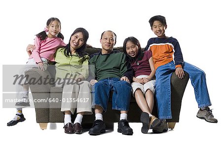 Portrait of a family smiling