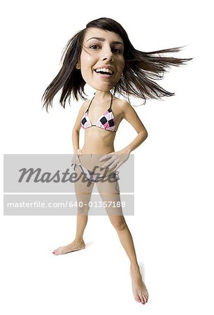 Caricature d'une jeune femme en bikini