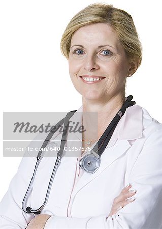 Portrait of a female doctor with a stethoscope around her neck